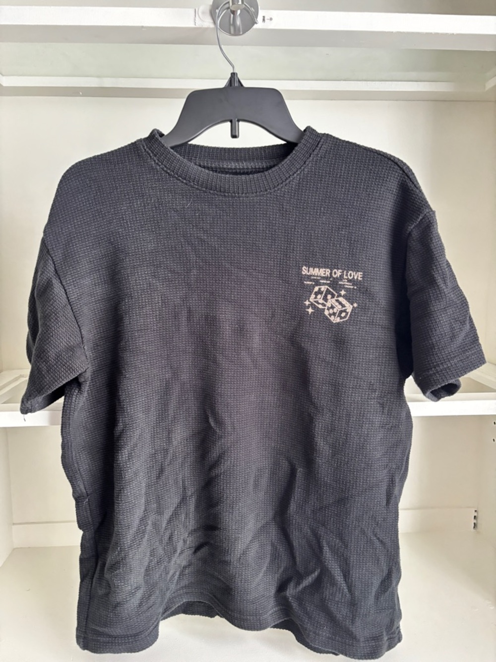 PacSun Black Waffle Knit Logo Tee